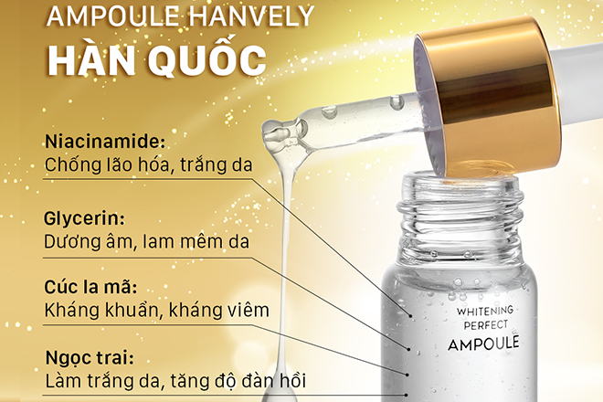 Thanh phan serum Hanvely - Serum dưỡng làm trắng da và chống lão hóa Hanvely với tác dụng khiến bạn bất ngờ